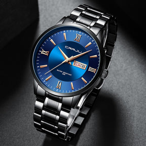 watches : Heren sporthorloge zwart - Waterdicht siliconen chronograaf met datum en stopwatch in Zwart blauw van Pantino