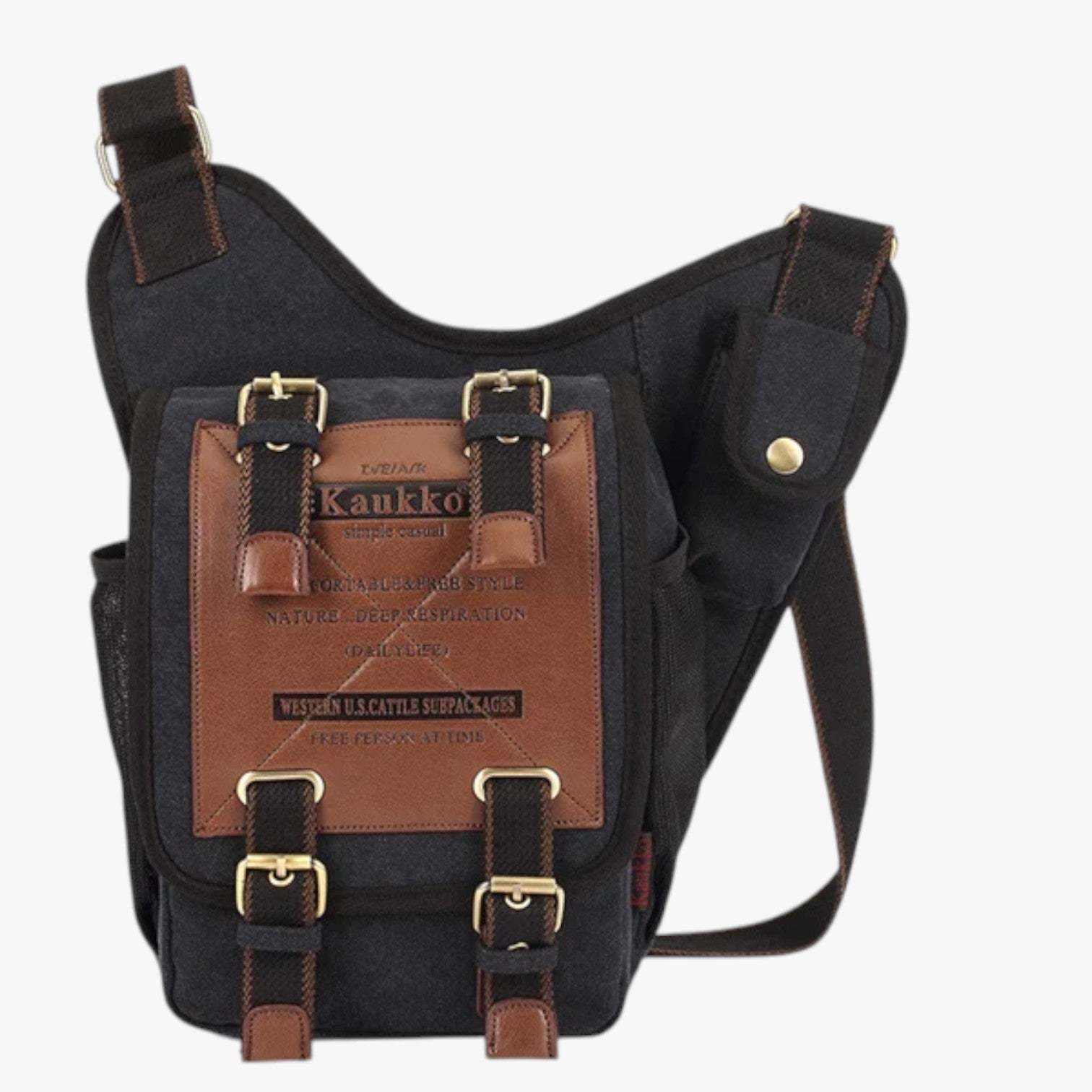 Messenger Bag : Heren Messenger Tas van Vintage Nylon Praktisch, Lichtgewicht, Altijd bij Jou - Khaki in Zwart van Pantino