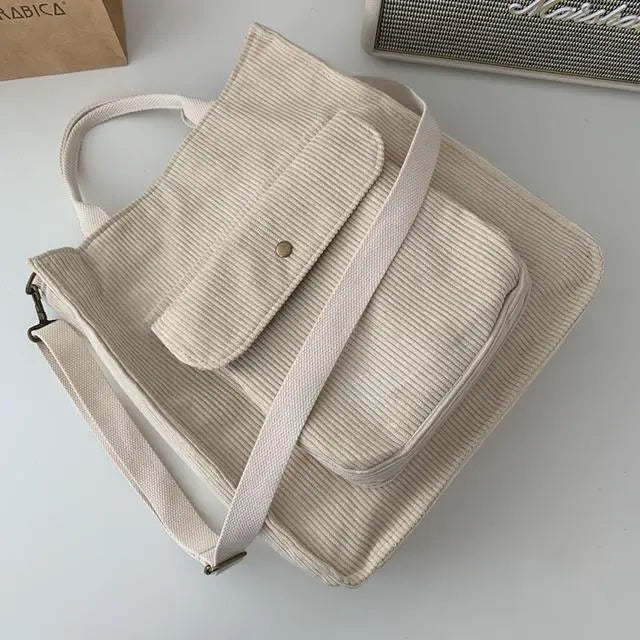 bags : Schoudertas Dames Zwart - CorduroyBag in van Pantino