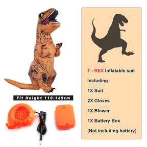 other : Opblaasbaar T-Rex Kostuum - Leuk voor Kinderen en Volwassenen - Bruin in van Pantino