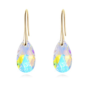 Earrings : Oorbellen Dames Zilver - Teardrop Kristal in Kristal AB. Goud van Pantino