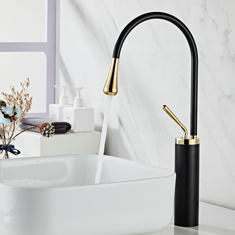 home & garden : Wastafelkraan Druppel Stijl Badkamer Draaibare Waterval Kranen - Goud Geborsteld Kort in van Pantino
