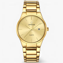 watches : Heren Horloge Zwart Goud Edelstaal - Klassiek Polshorloge 42mm voor elke gelegenheid in goud goud van Pantino