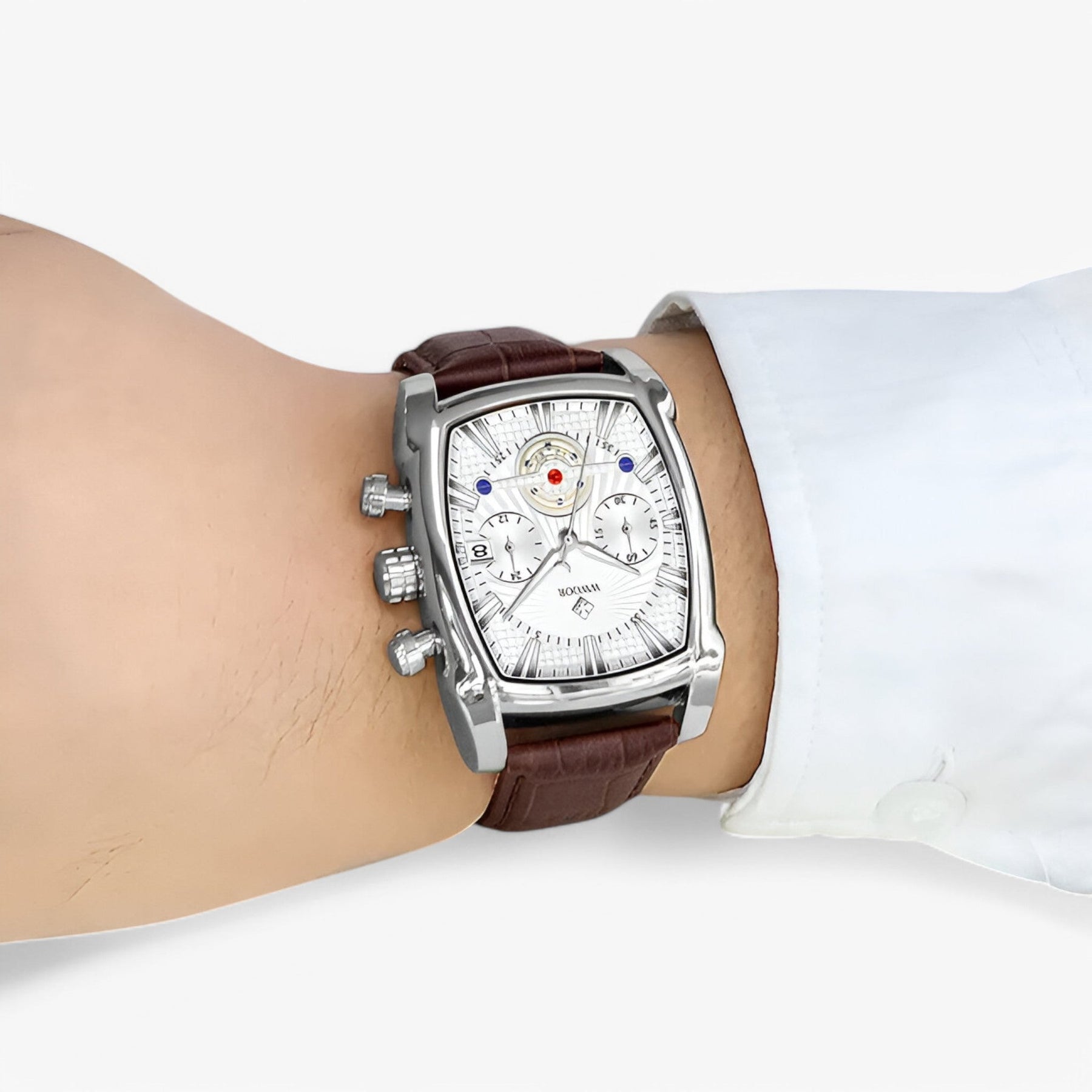 watches : Horloge Zwart Zilver - Luxe Leren Sporthorloge in van Pantino