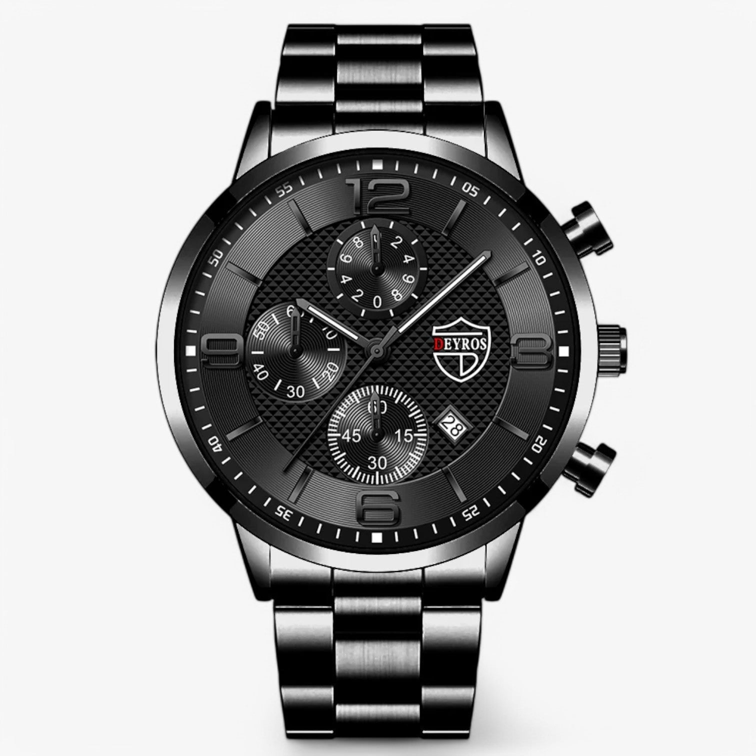 watches : Horloge Heren Zwart Blauw - Luxe & Precisie - Stalen Herenhorloge met Luminieuze Functies in Zwart Zwart van Pantino