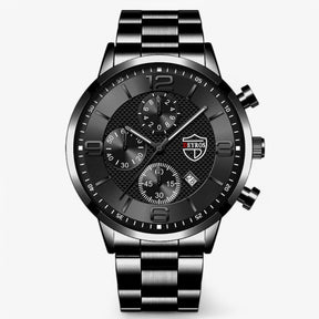 watches : Horloge Heren Zwart Blauw - Luxe & Precisie - Stalen Herenhorloge met Luminieuze Functies in Zwart Zwart van Pantino