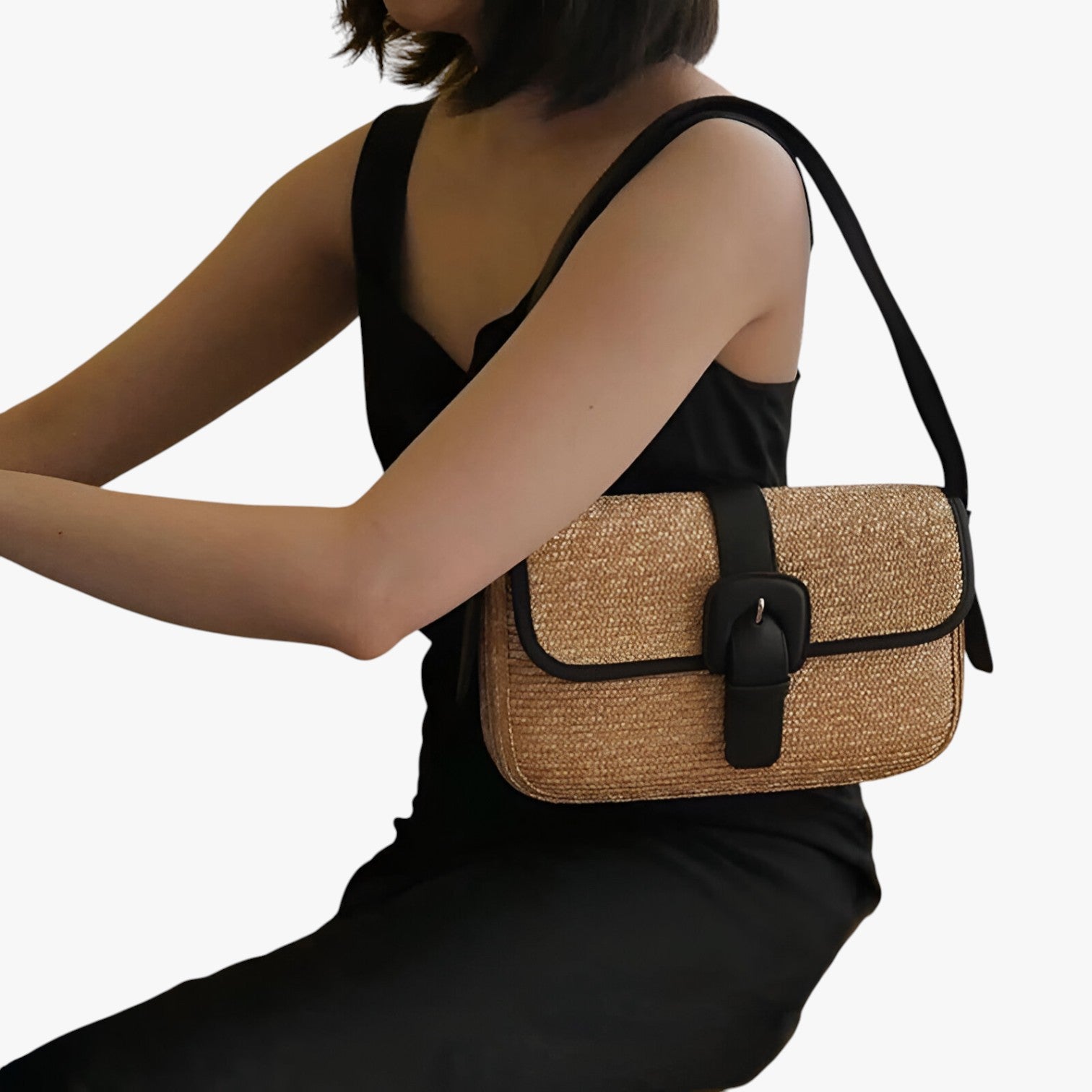 bags : Luxe van Handgemaakt Rieten Strandtas - Bruin in van Pantino