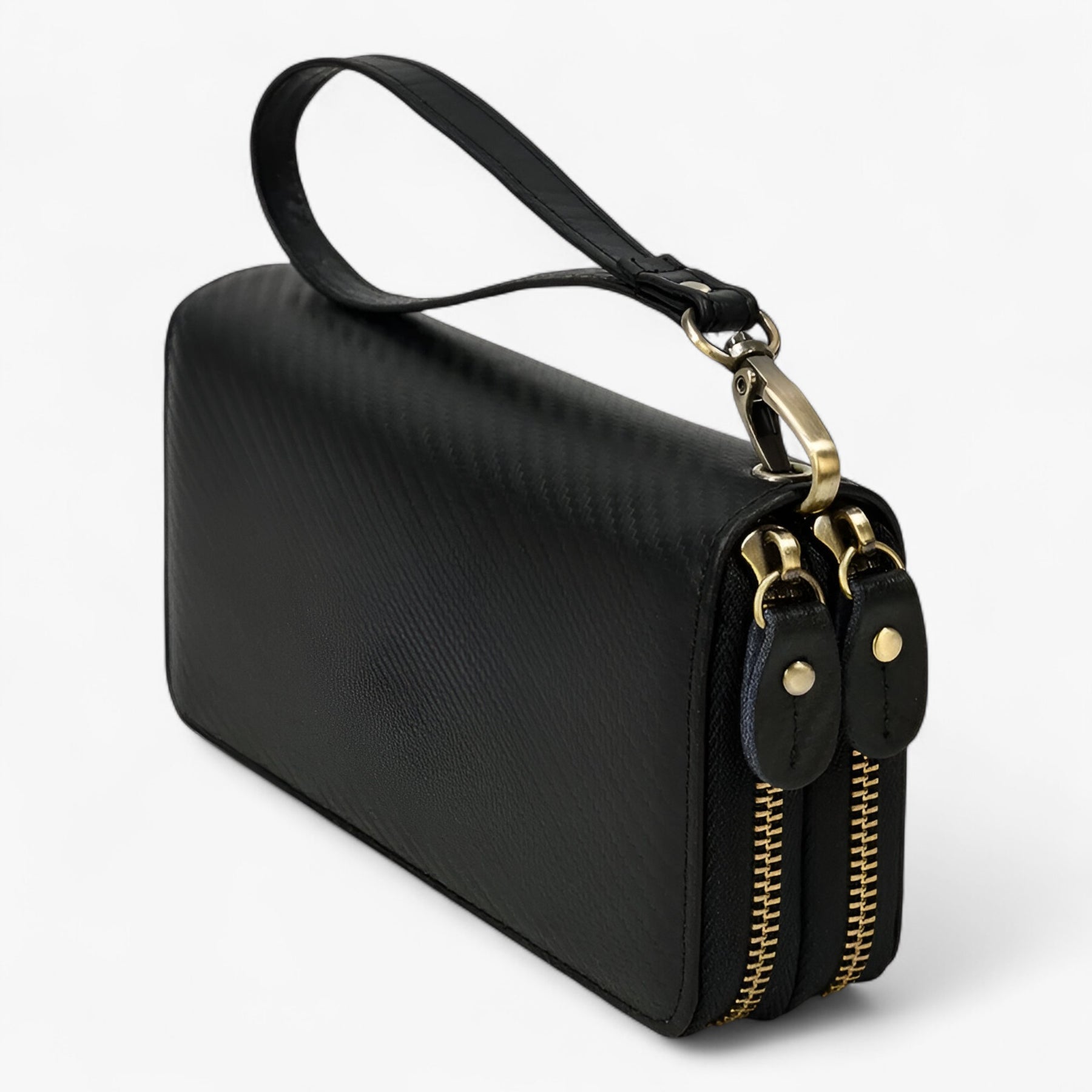 bags : Portemonnee Heren Licht Bruin - Vintage Leren Lange in Zwart van Pantino