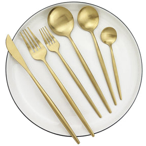 home & garden : Minimalistisch Bestekset 36 Stuks - Elegant Dineren - RVS in 336st Mat Goud van Pantino