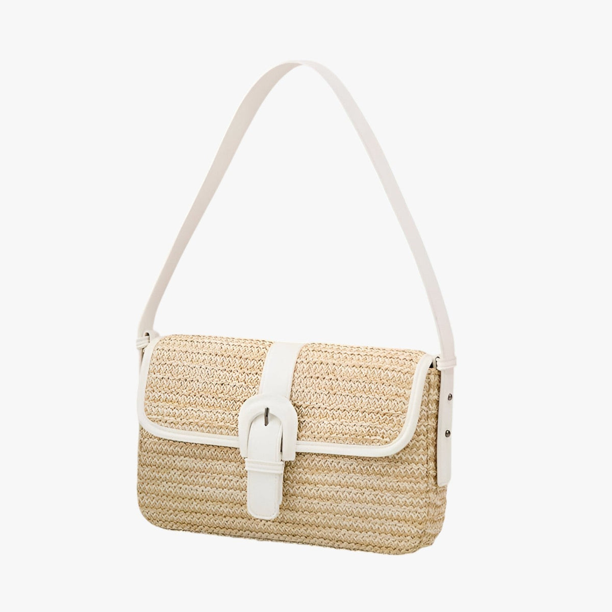 bags : Luxe van Handgemaakt Rieten Strandtas - Bruin in Wit van Pantino