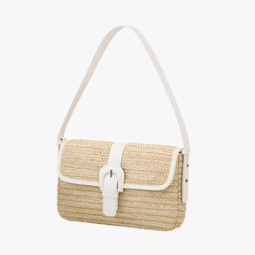 bags : Luxe van Handgemaakt Rieten Strandtas - Bruin in Wit van Pantino