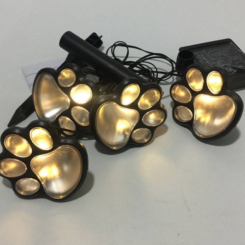 outdoor equipment : Paw Print Solar Lampjes Wit 4 Stuks - Tuin Pad Decoratie - Solar LED in van Pantino