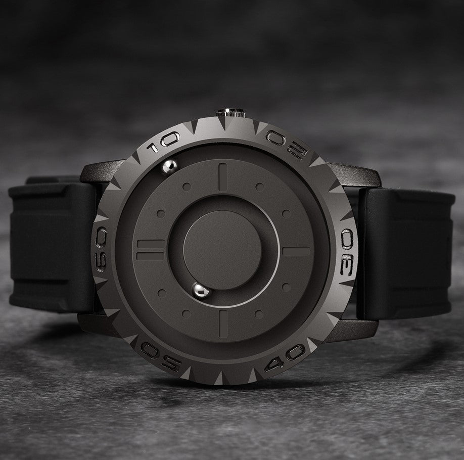 watches : Horloge Zwart - Stalen Band - Het Uniekste van in Zwart - rubberen band van Pantino