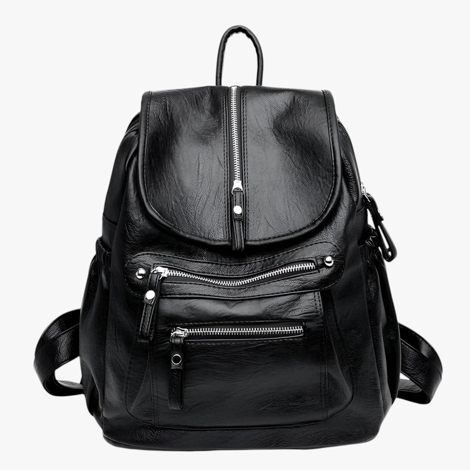 Backpack : Hoge Kwaliteit Lederen Rugzak Vintage Elegant voor Vrouwen en Meisjes - Zwart in Zwart van Pantino