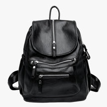 Backpack : Hoge Kwaliteit Lederen Rugzak Vintage Elegant voor Vrouwen en Meisjes - Zwart in Zwart van Pantino