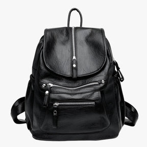 Backpack : Hoge Kwaliteit Lederen Rugzak Vintage Elegant voor Vrouwen en Meisjes - Zwart in Zwart van Pantino