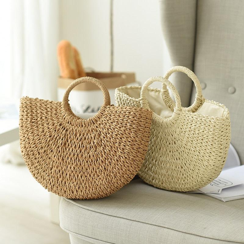 Tassen : Rieten Mandtas Dames Beige - Handgeweven Strandtas in van Pantino