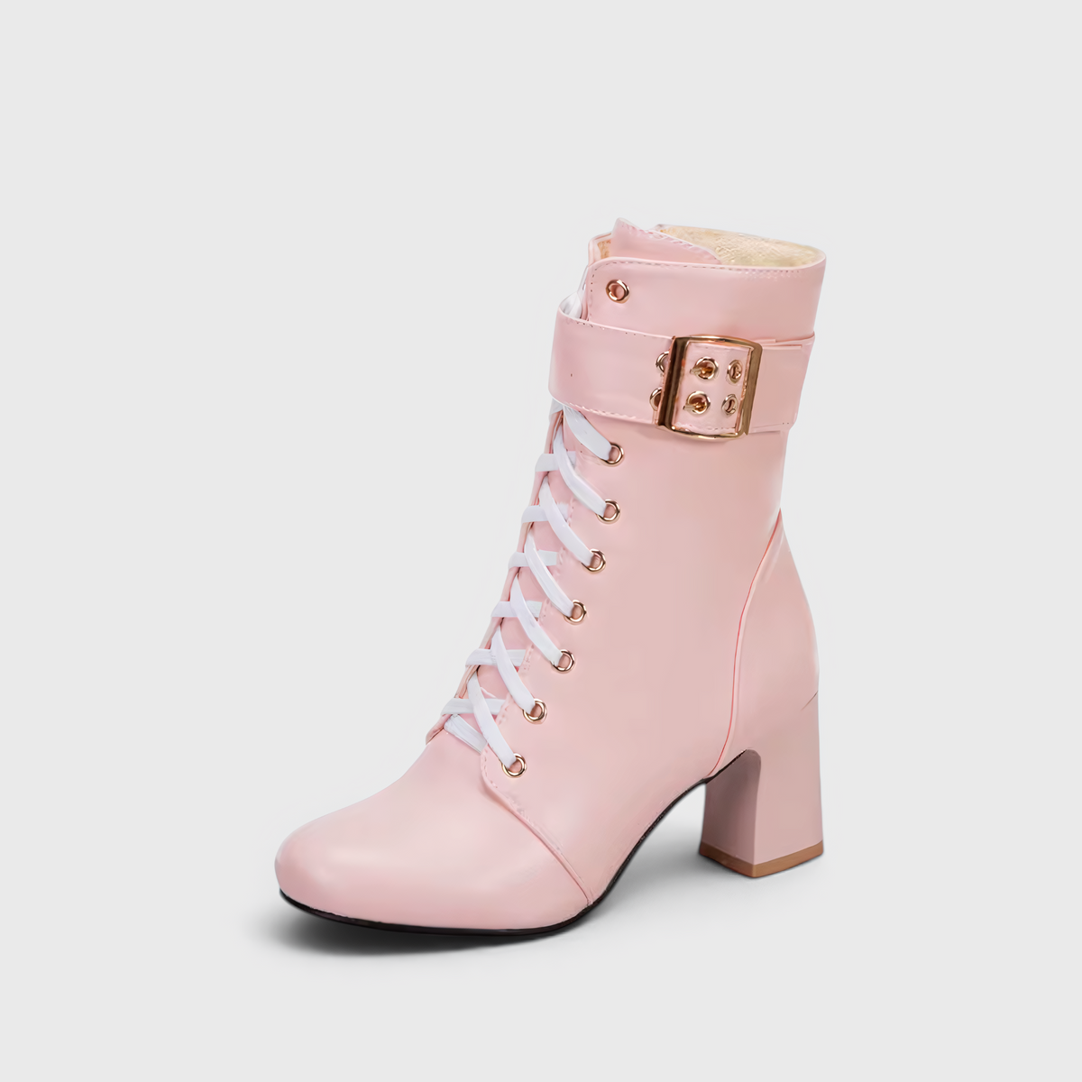 Shoes : Enkellaarsjes met Veters en Verstelbaar Riempje in Rosa van Pantinoshop