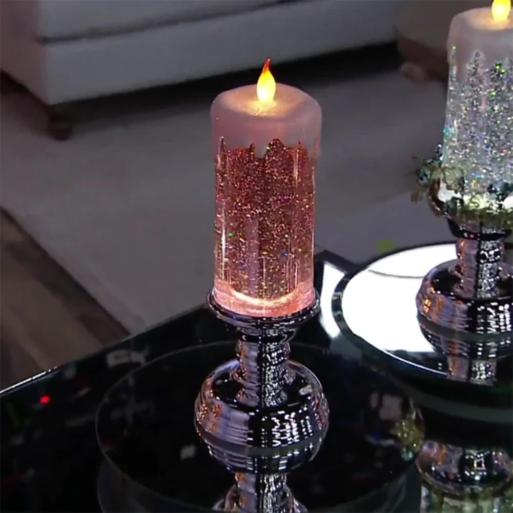 home & garden : Kleur Veranderende LED Water Kaars met Glitter - Gouden Basis in van Pantino