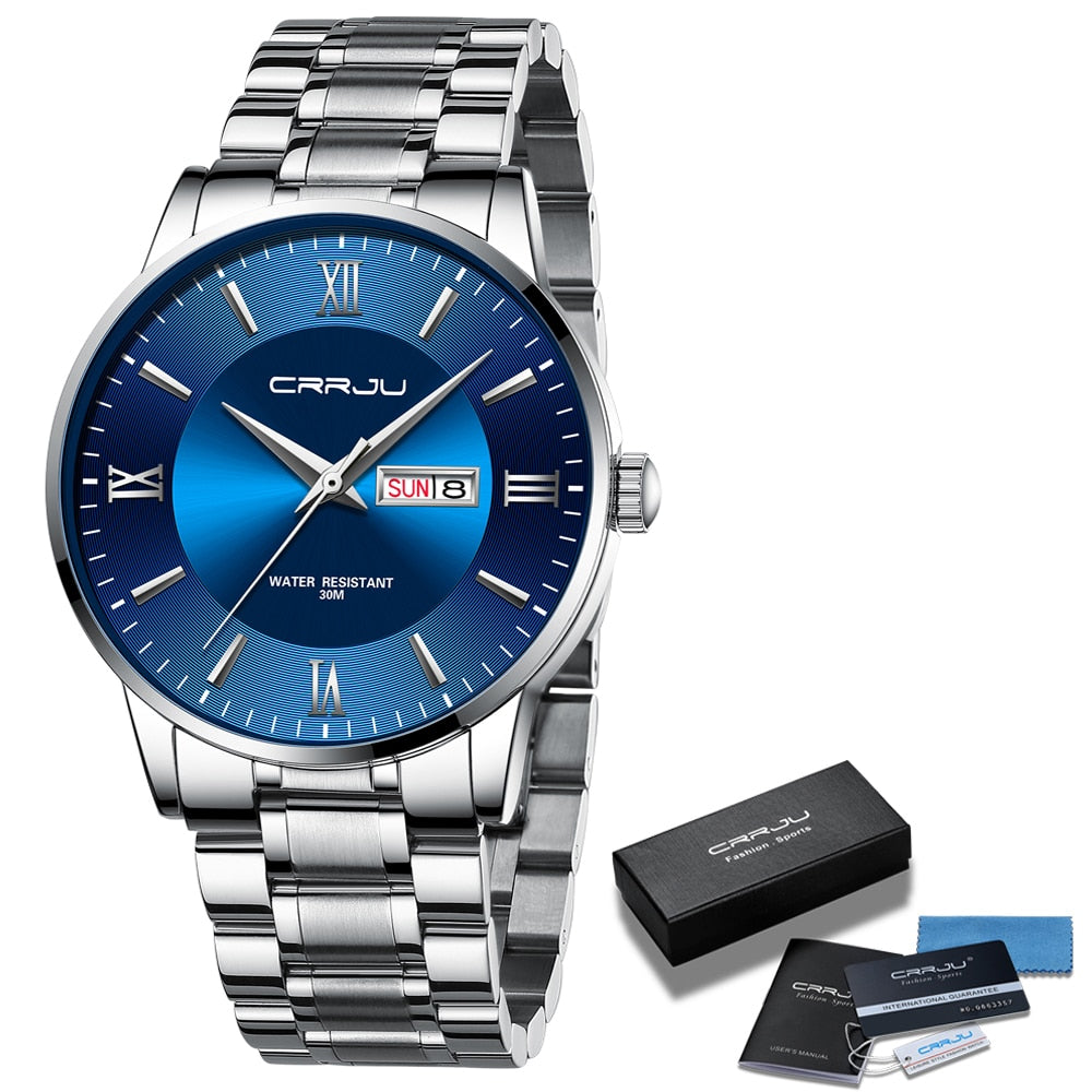 watches : Heren sporthorloge zwart - Waterdicht siliconen chronograaf met datum en stopwatch in Zilver blauw van Pantino