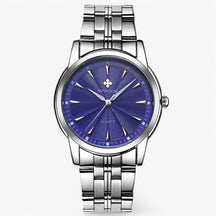 watches : Horloge Heren Wit Blauw - Luxe Roestvrijstalen Gouden in Wit Blauw van Pantino