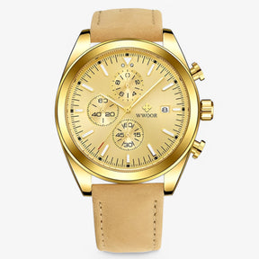 watches : Horloge Zwart Zilver - Luxe Chronograafhorloge van Roestvrij Staal in goud goud van Pantino