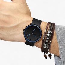 watches : Horloge Heren Zwart Blauw - Crjju Dunne Moderne in Zwart blauw van Pantino