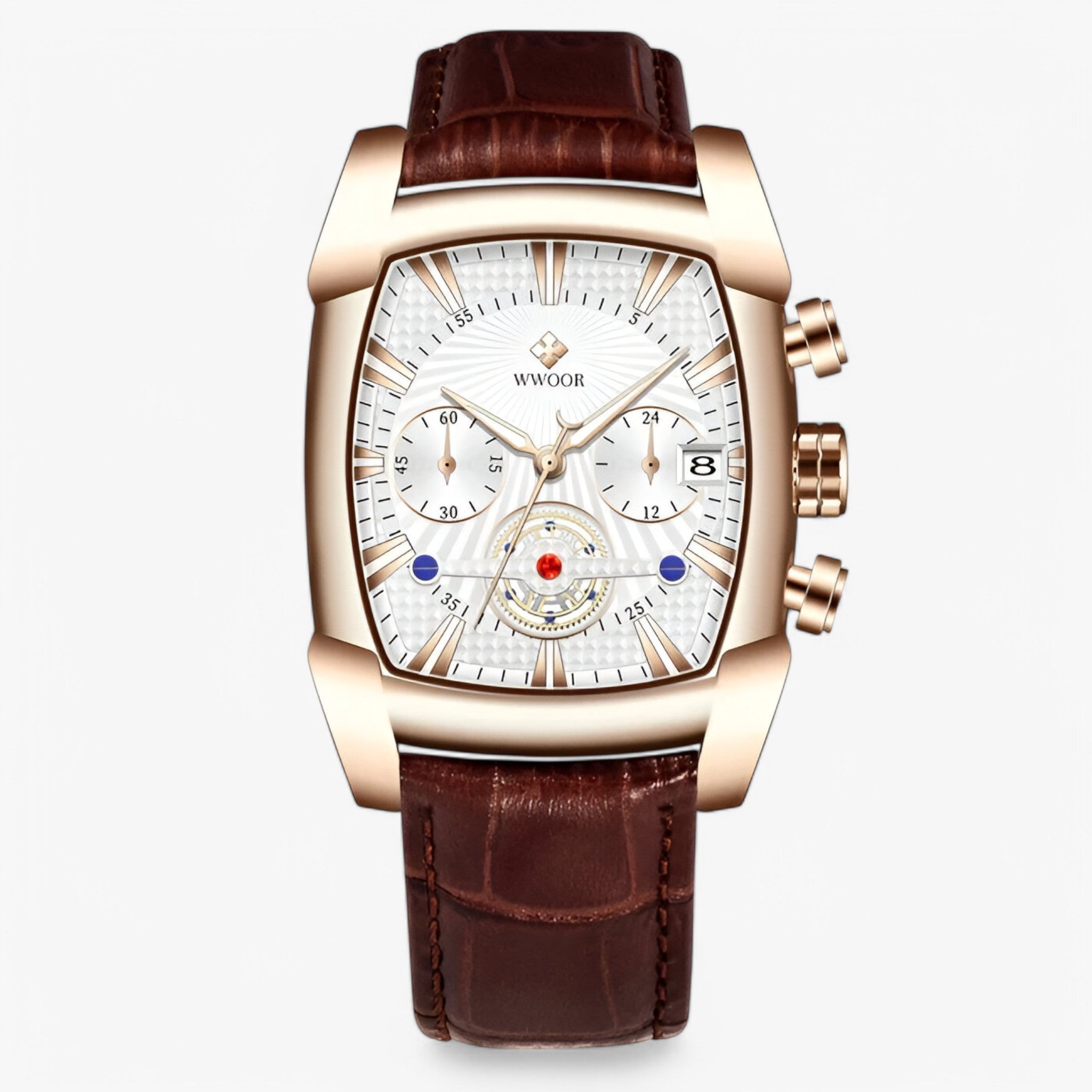 watches : Horloge Zwart Zilver - Luxe Leren Sporthorloge in Witte roos van Pantino