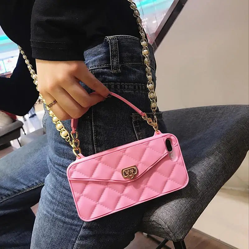 Phone Case : Tas Telefoonhouder iPhone Roze - Compact Dagelijks Gebruik - Siliconen in Roze van Pantino