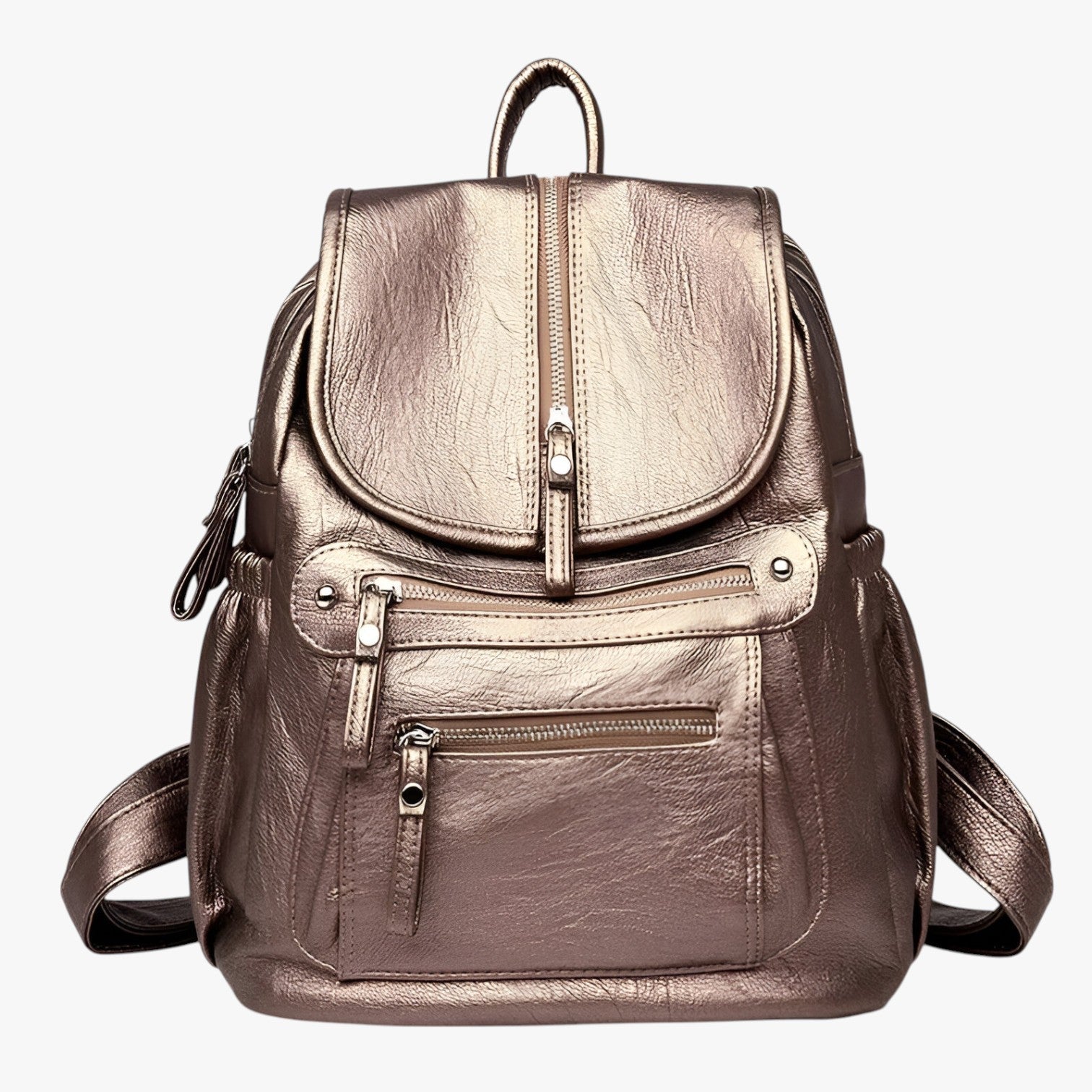 Backpack : Hoge Kwaliteit Lederen Rugzak Vintage Elegant voor Vrouwen en Meisjes - Zwart in Goud van Pantino