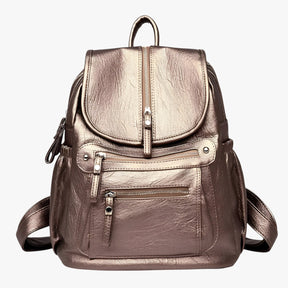 Backpack : Hoge Kwaliteit Lederen Rugzak Vintage Elegant voor Vrouwen en Meisjes - Zwart in Goud van Pantino
