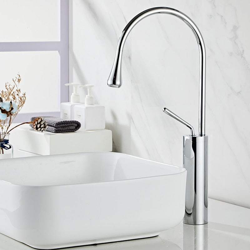 home & garden : Wastafelkraan Druppel Stijl Badkamer Draaibare Waterval Kranen - Goud Geborsteld Kort in van Pantino
