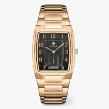 watches : Horloge Heren Zwart Goud - Luxe Vierkant Roestvrijstalen in zwarte roos van Pantino