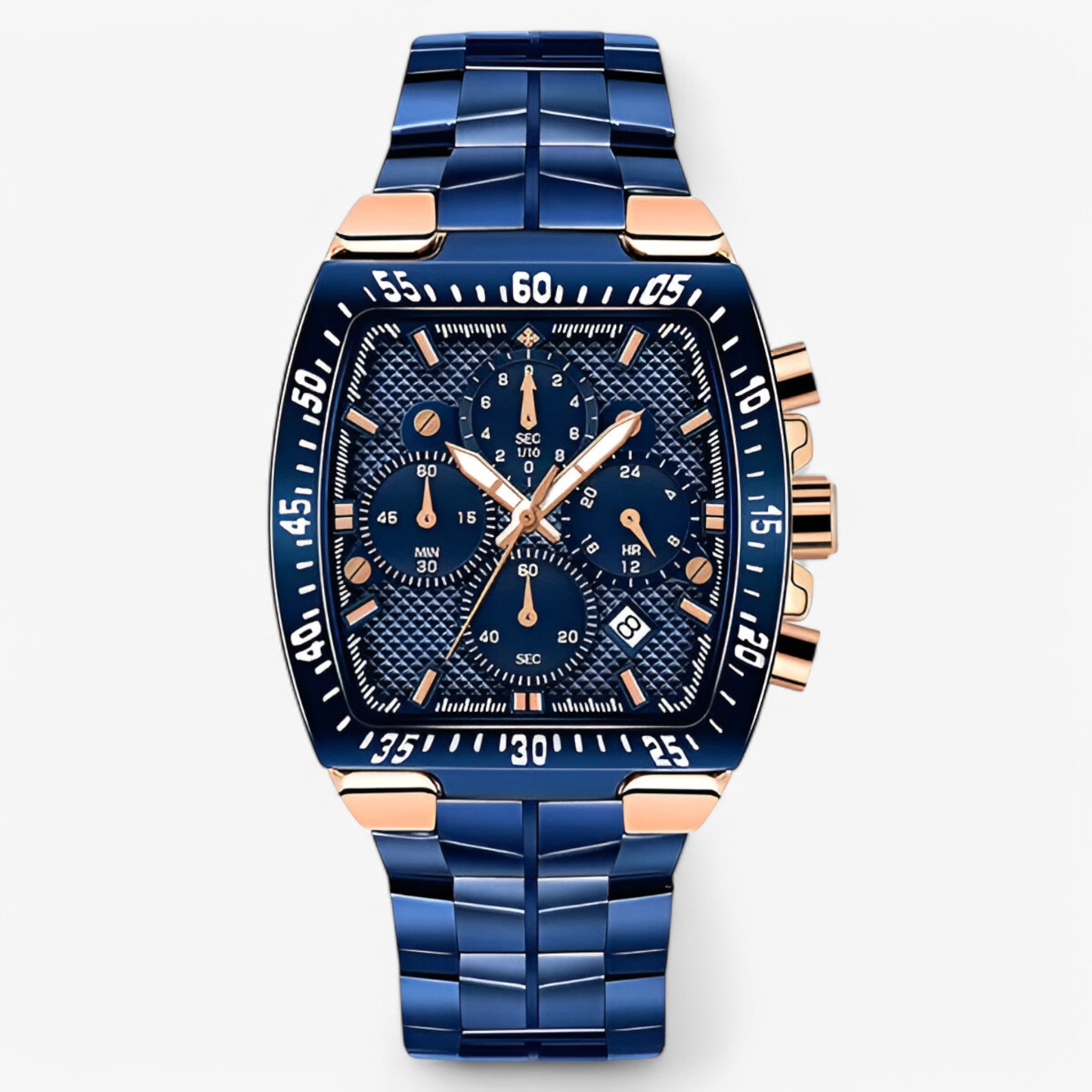 watches : Horloge Goud Goud - Luxe Militair in blauwe roos van Pantino