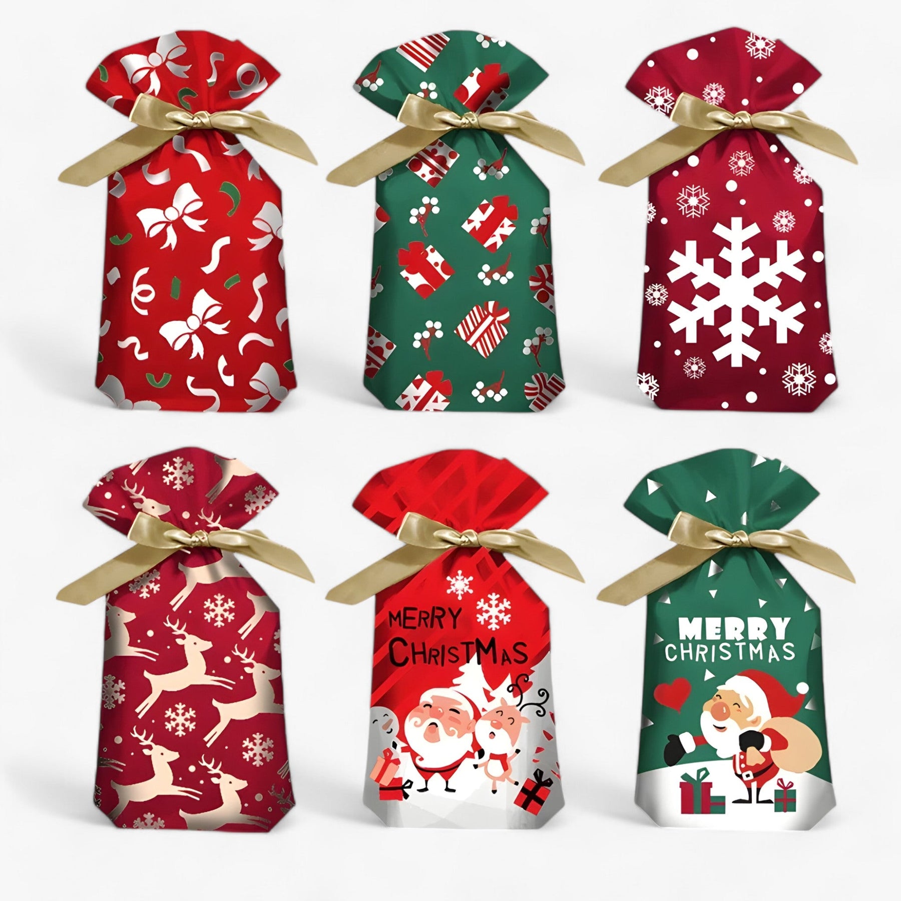 Gift Bag : Vader Kerstman Kerst Snoepzak - Cadeauverpakking - Herbruikbaar in van Pantino