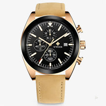 watches : Horloge Zwart Zilver - Luxe Chronograafhorloge van Roestvrij Staal in bruin roze zwart van Pantino