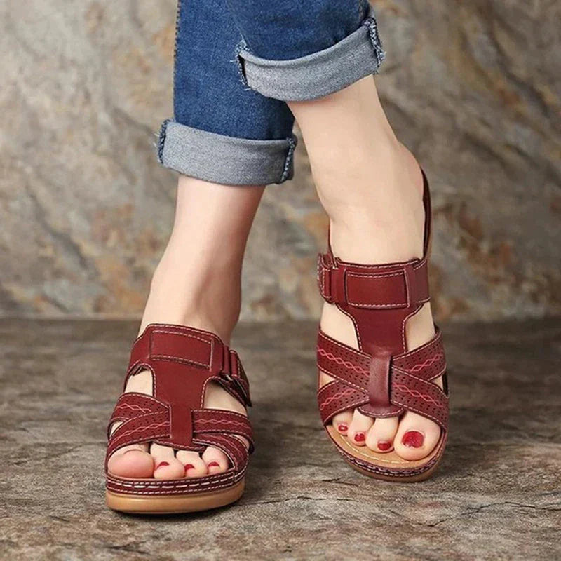 Sandals : Sandalen Dames Lichtbruin - Orthopedische - Ideaal voor Dagelijks Comfort en Ergonomische Ondersteuning in Bruinrood van Pantino