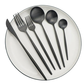 home & garden : Minimalistisch Bestekset 36 Stuks - Elegant Dineren - RVS in 36st mat zwart van Pantino