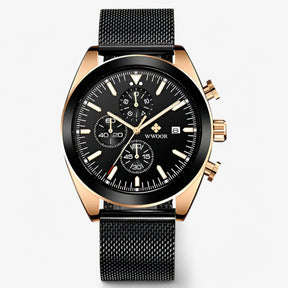 watches : Horloge Zwart Zilver - Luxe Chronograafhorloge van Roestvrij Staal in van Pantino