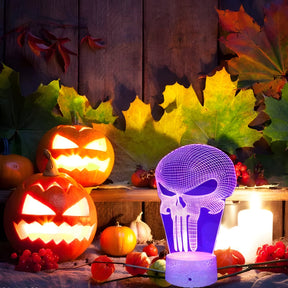 home & garden : 3D Illusie Lamp Punisher - Perfect Cadeau voor Halloween en Meer - Blauw in van Pantino