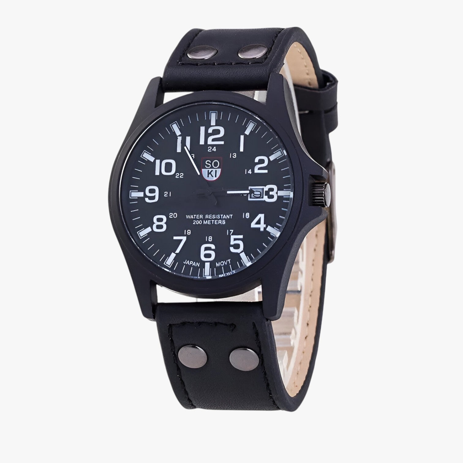 Women's Watch : Eleganza Dagelijks - Dameshorloge met Datumaanduiding en Sportieve Stijl - Zwart Wit in zwart van Pantino