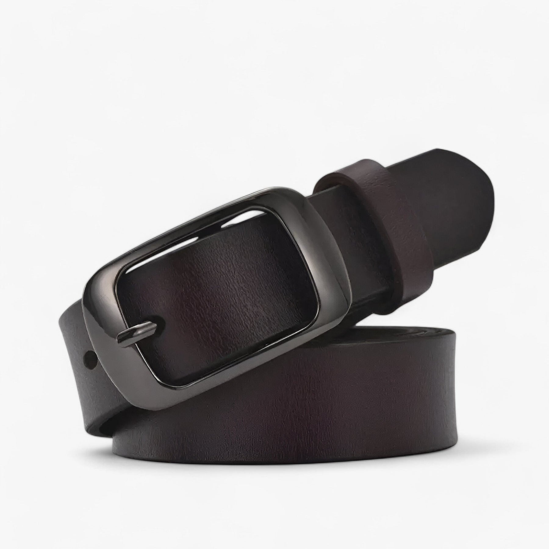 Belt : Jeans Dames Zwart - Premium Leren Riem - Casual Pasvorm in van Pantino