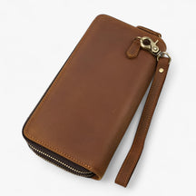 bags : Clutch Heren Bruin - Stijlvolle Lange Leer in Bruin 2 van Pantino