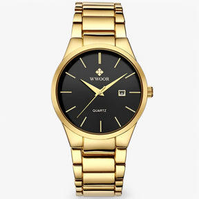 watches : Heren Horloge Zwart Goud Edelstaal - Klassiek Polshorloge 42mm voor elke gelegenheid in Zwart goud van Pantino