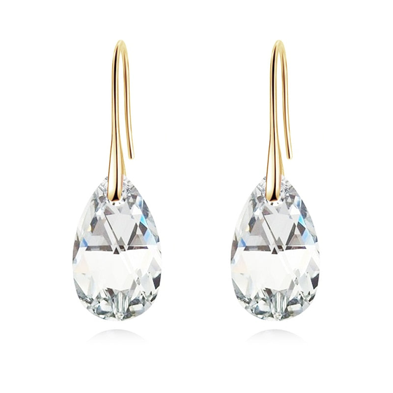 Earrings : Oorbellen Dames Zilver - Teardrop Kristal in Helder Kristal Goud van Pantino