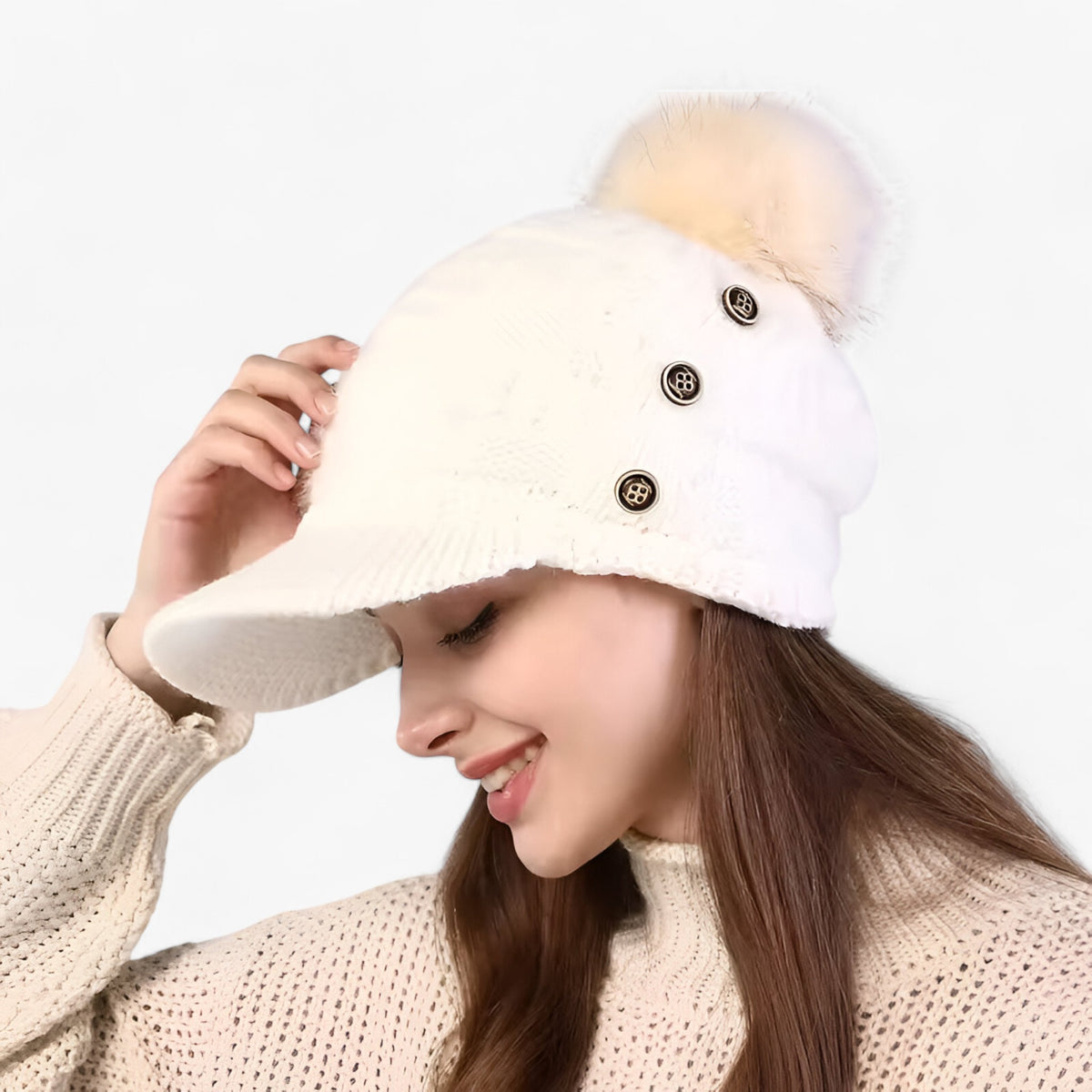 Beanie : Warme Beanie met Klep - Stijlvol, Zacht en Comfortabel - Rood in WIT Één maat CHINA van Pantino
