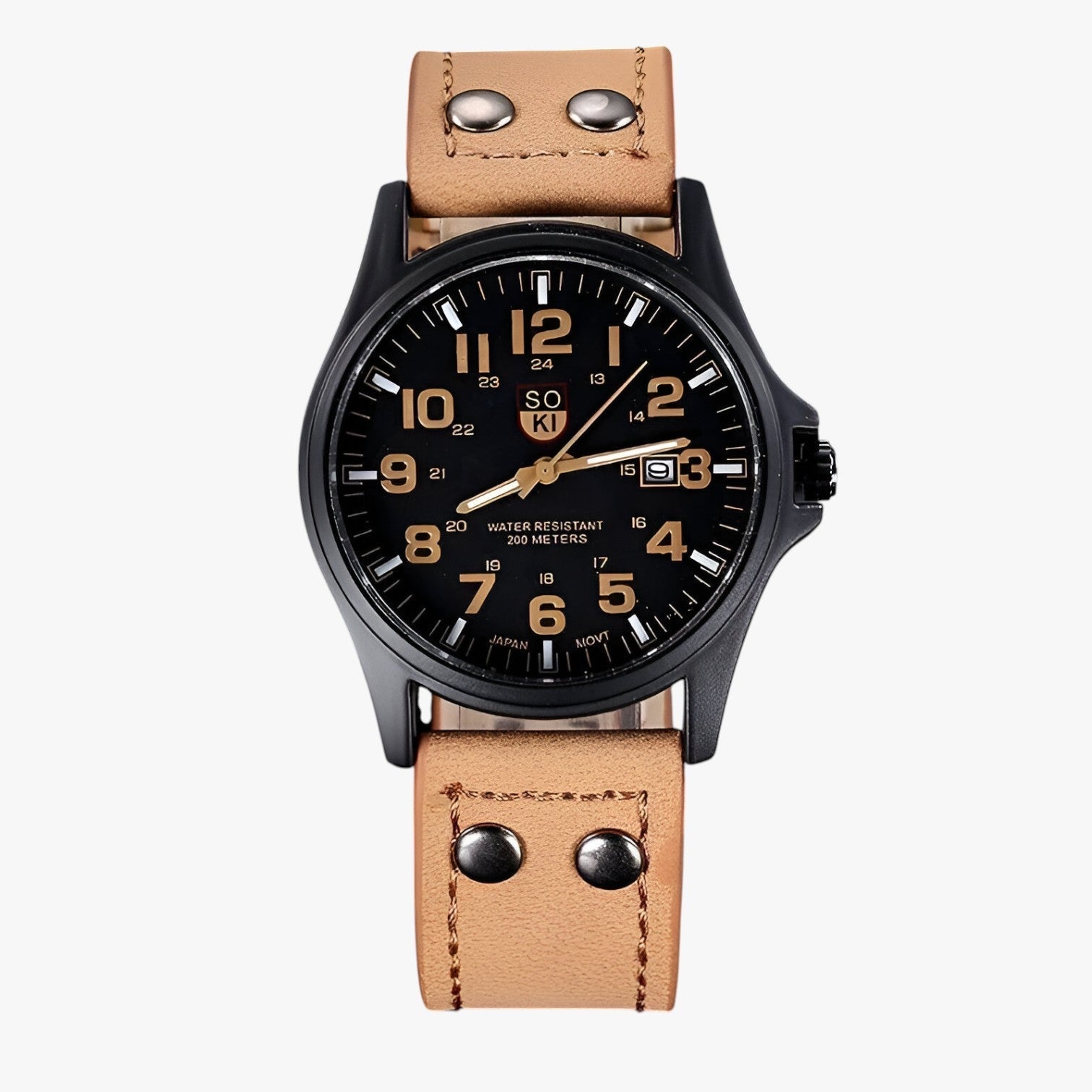 Women's Watch : Eleganza Dagelijks - Dameshorloge met Datumaanduiding en Sportieve Stijl - Zwart Wit in khaki van Pantino