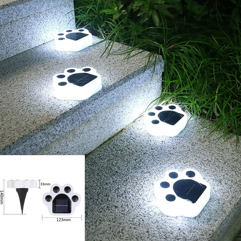 outdoor equipment : Paw Print Solar Lampjes Wit 4 Stuks - Tuin Pad Decoratie - Solar LED in Wit (4st) van Pantino