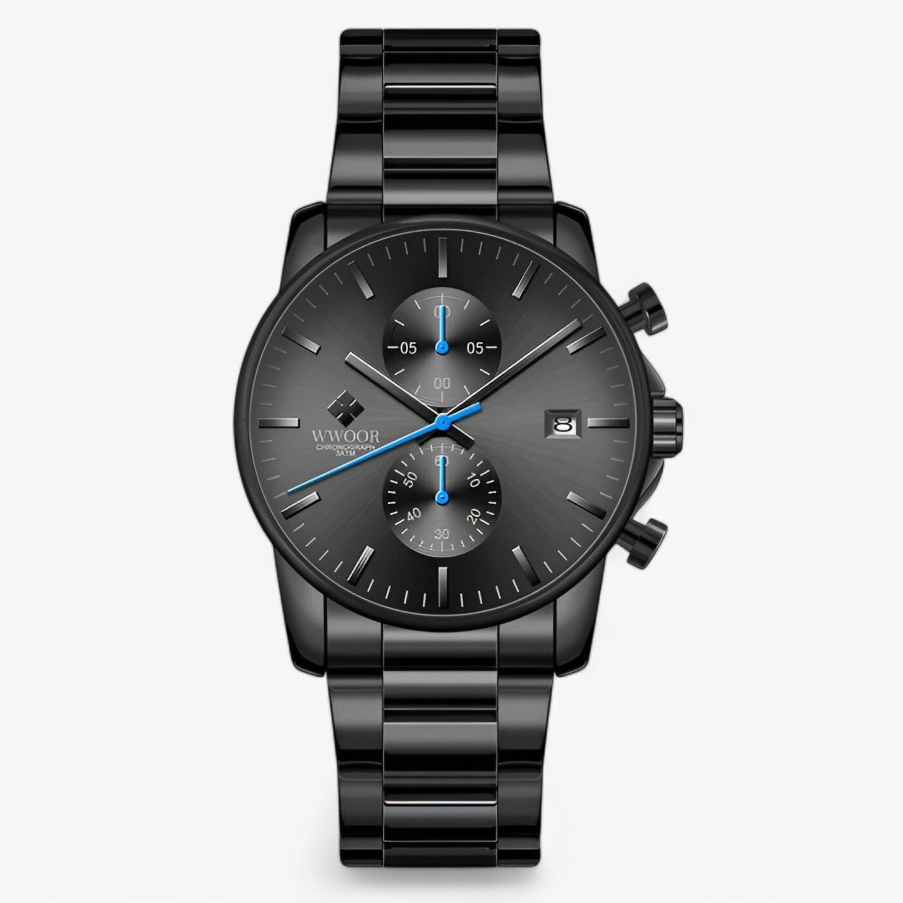 watches : Lichtgewicht Roestvrijstalen Chronograafuurwerk - Zwart Wit in Zwart blauw van Pantino