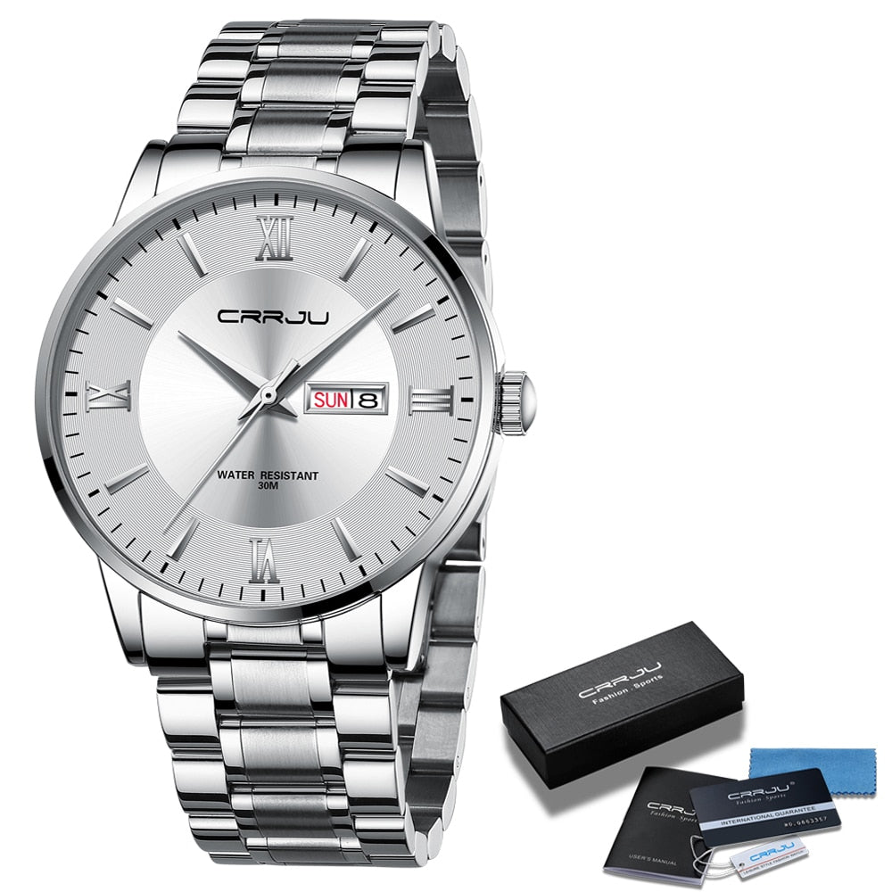 watches : Heren sporthorloge zwart - Waterdicht siliconen chronograaf met datum en stopwatch in Zilver wit van Pantino